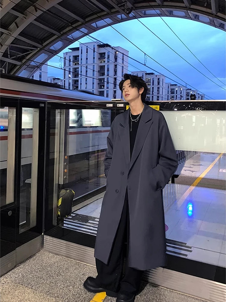 

Ele Мужское пальто средней длины длиной до колена Jaet Briti Sle Весна-Осень Подставка на пуговицах Декор Полиэфирное волокно