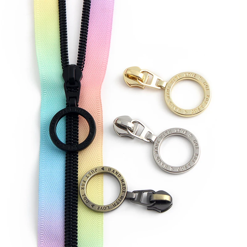 5PCS 46mm Metal Round Zipper Puller Replacement Parts Removable Zipper Repair Slider DIY Wallet Hardware Handicraft Accessories