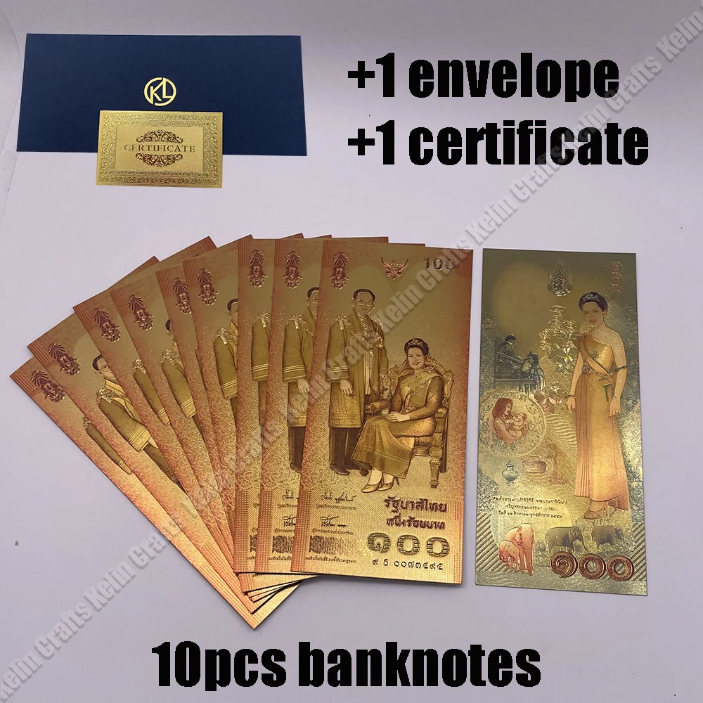 

Beautiful 100 Thai Gold Banknotes Queen Sirikit's 72nd Birthday for Thailand Traveling Gifts and Collection