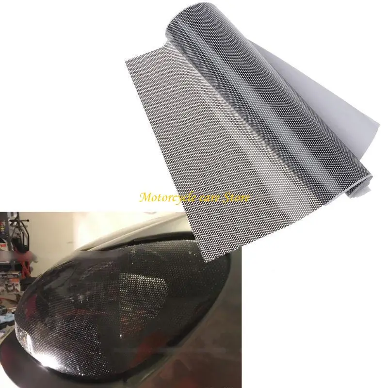 

U75F Тонировка фар Перфорированная сетчатая пленка Самоклеящаяся виниловая пленка Fly Eye для Fil