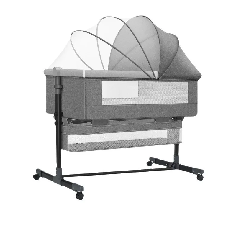 

Detachable Baby Bassinet Bedside Crib with Mosquito Net and Mattress Adjustable Height Portable Baby Crib for Newborn