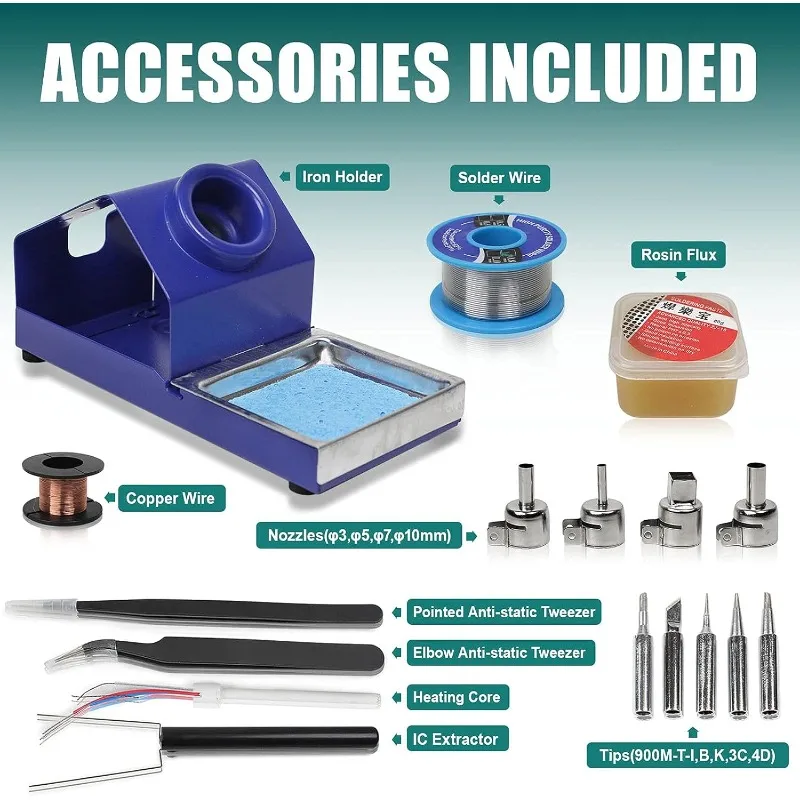 2in1 862d+ SMD محطة لحام الهواء الساخن مع ملحقات مختلفة (نسخة محسنة من 852 و862) #5