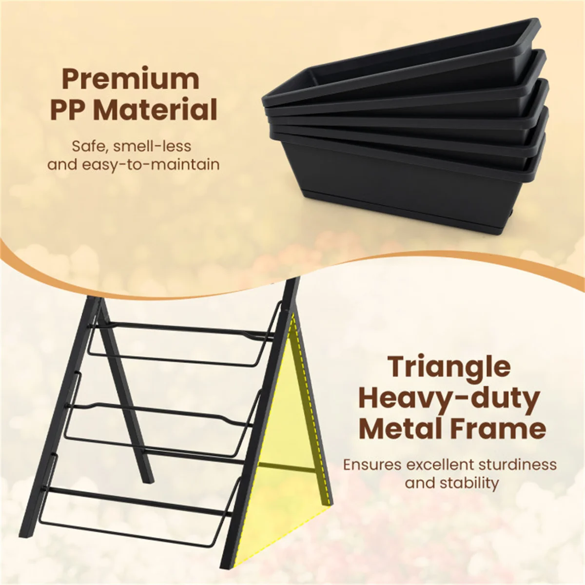 5-Tier Vertical Raised Garden Bed with Removable Planter Boxes & Drip Trays view 4