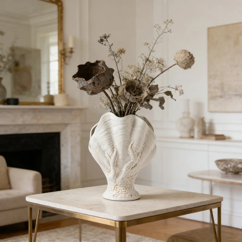 Nordic Ceramic Vase For Dried Flower Decoration Creative Floral Display Piece Remium Craft Ornament