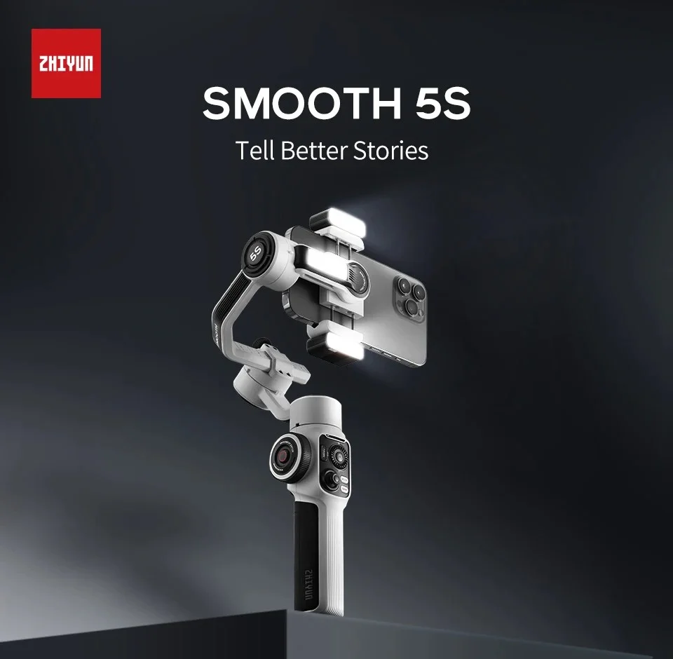 ZHIYUN Smooth 5S Combo 3-Axis Focus Pull & Zoom Capability Handheld Stabilizer 3-Axis Smartphone Gimbals for iPhone 13/Xiaomi