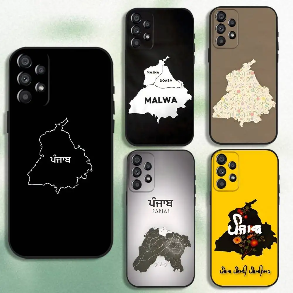

ART Punjab Map Phone Case For Samsung Galaxy A20,A21s,A22,A31,A32,A52,A53,A72,73,A80 Soft Black Cover