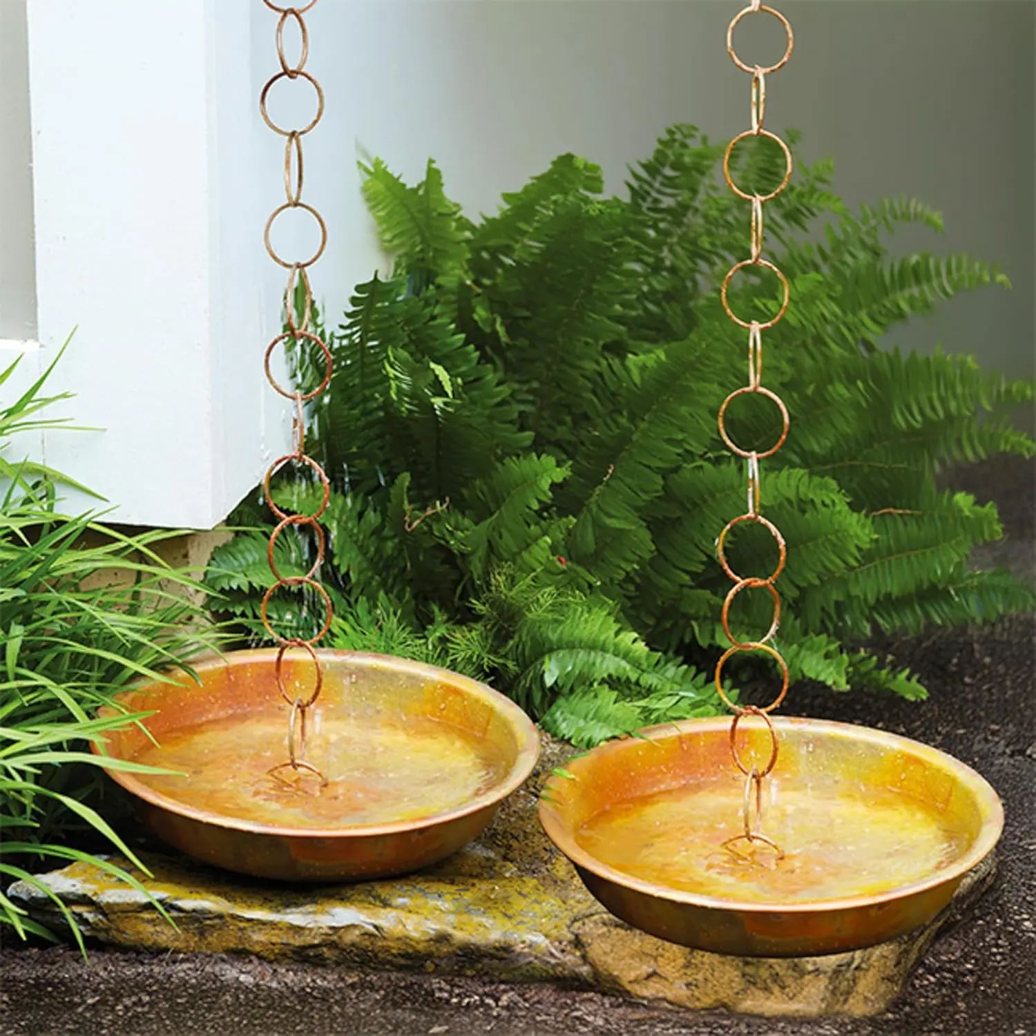 Rain Chain Receptacles, Flamed Copper Color, Pack of 2