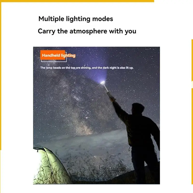 Linterna para acampar al aire libre A92P, luces coloridas recargables de 8000Mah con imán, iluminación de trabajo portátil para tienda de emergencia