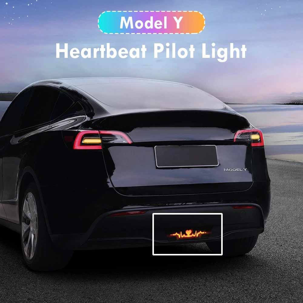 

For Tesla Model Y Heartbeat Pilot Light Turn Signal Lamp Pilot Lights Five Flashing Modes Heartbeat Lamp Car Tail Caution Light