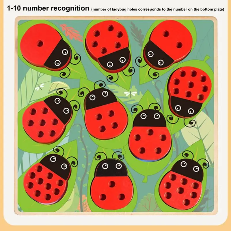 1-10 Number Cognition Toys Wooden Ladybug Sorting Game Wooden Toddler Number Shape Sorter Playset For Kids Children Girls