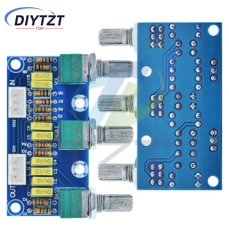 TZT XH-M802 Modul Daya Preamp Amplifier Papan Nada Pasif Papan Penyesuaian Suara Rendah Tinggi