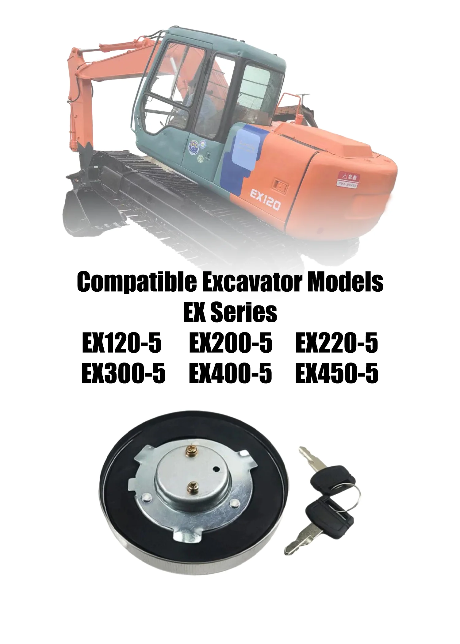4361638 Locking Fuel Cap With Keys For Hitachi Excavator EX120-5 EX200-5 EX220-5 EX300-5 EX400-5 Parts