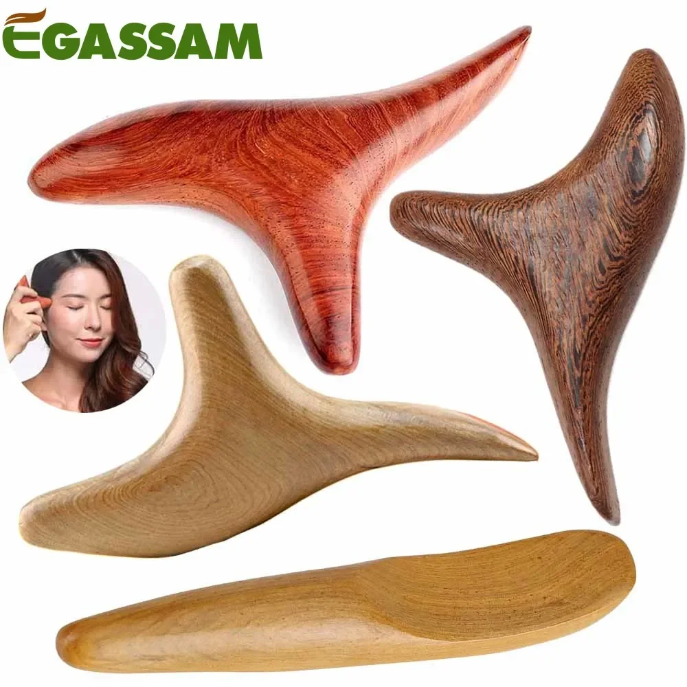 EGASSAM 1Pcs Wood Trigger Point Massage Gua Sha Tools, Professional Lymphatic Drainage Tools,Wood Therapy Massage Tools for Body