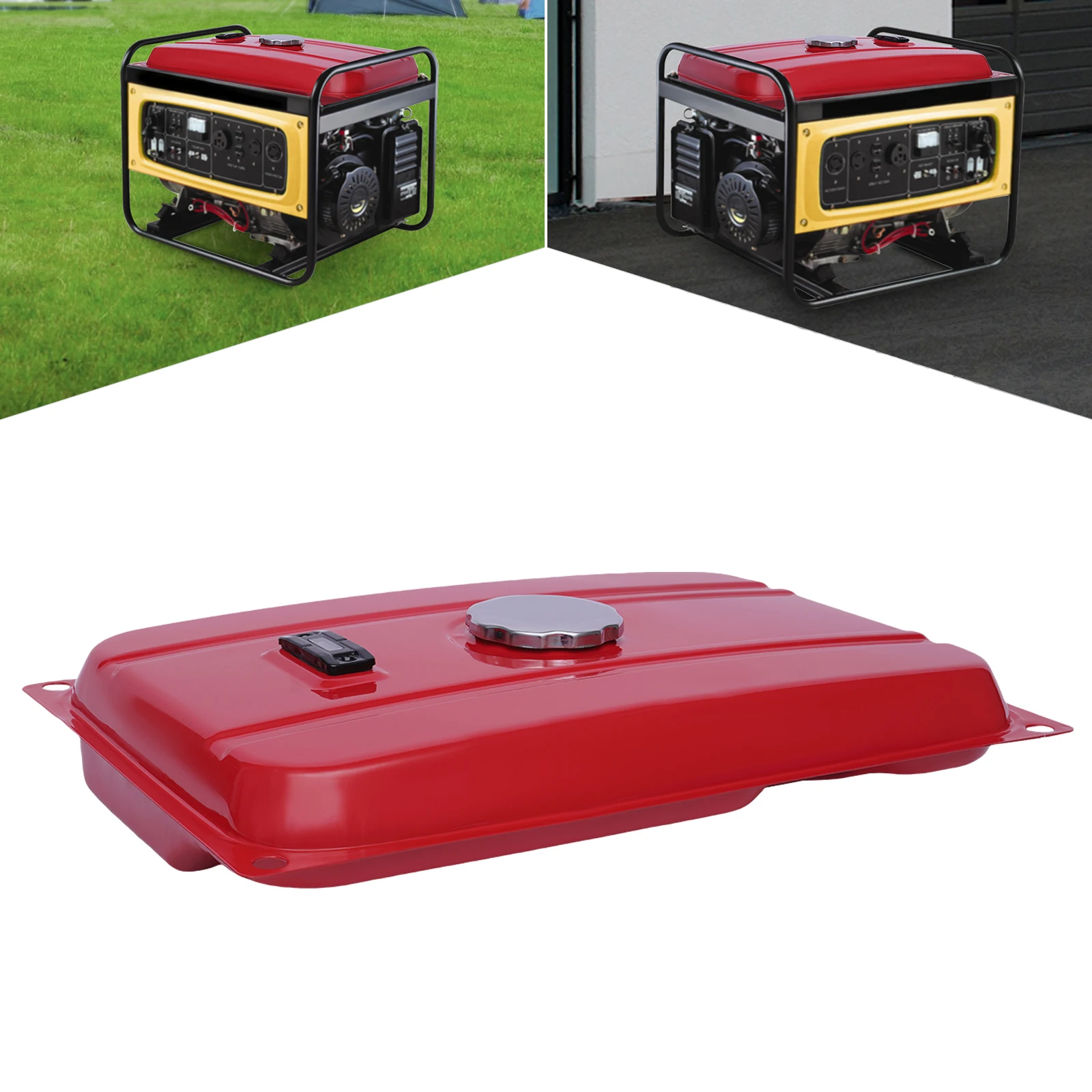 

5 Gallon Rectangular Universal Generator Fuel Tank Gas Tank Generator Petcock Red