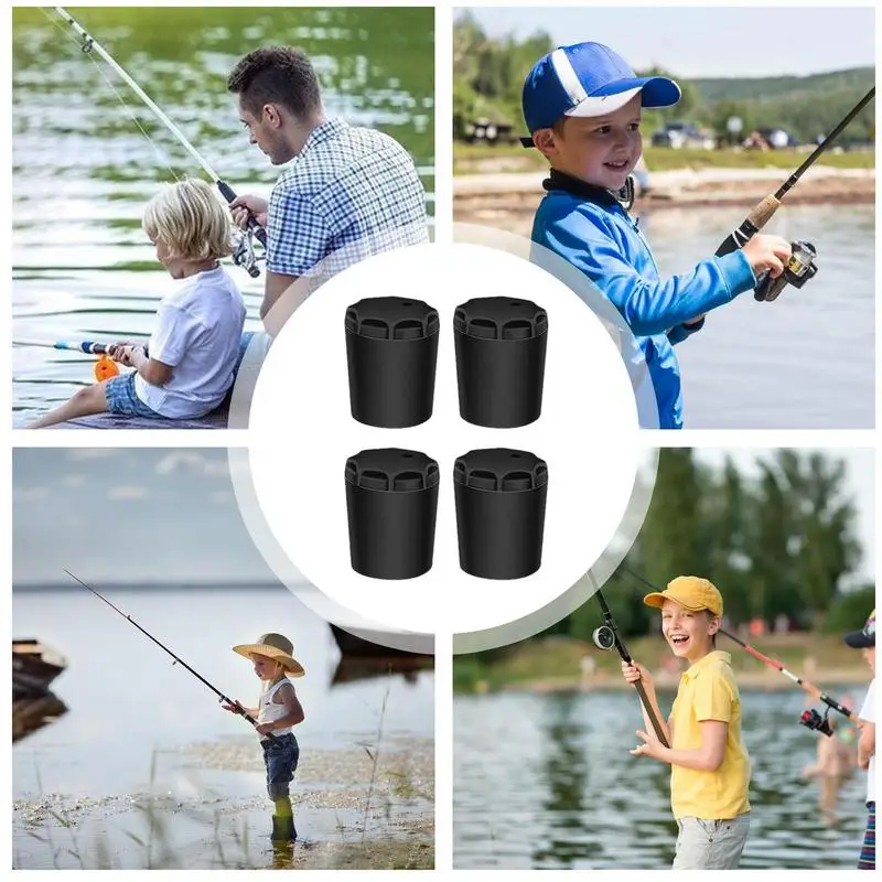 Durable Fishing Rod End Cap Protector 4PCS Silicone Fishing Stick Anti-Slip Gadgets Protection End Fishing Rod Covers Protector