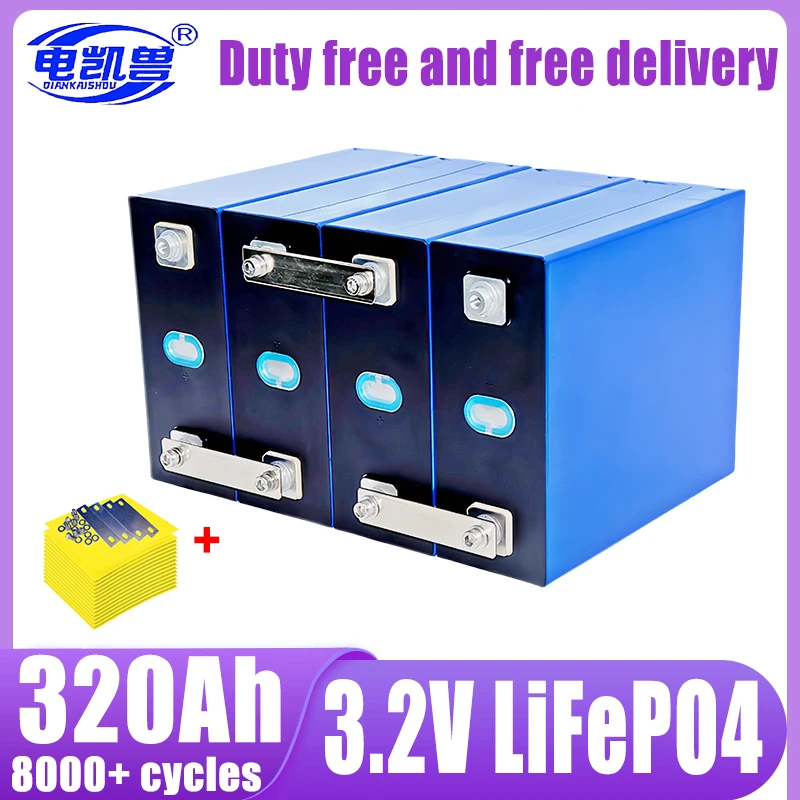 3.2V 320ah Brand new Lifepo4 rechargeable battery GRADE A DIY 12V 24V 48V RV solar storage golf cart battery pack EU/US tax-free