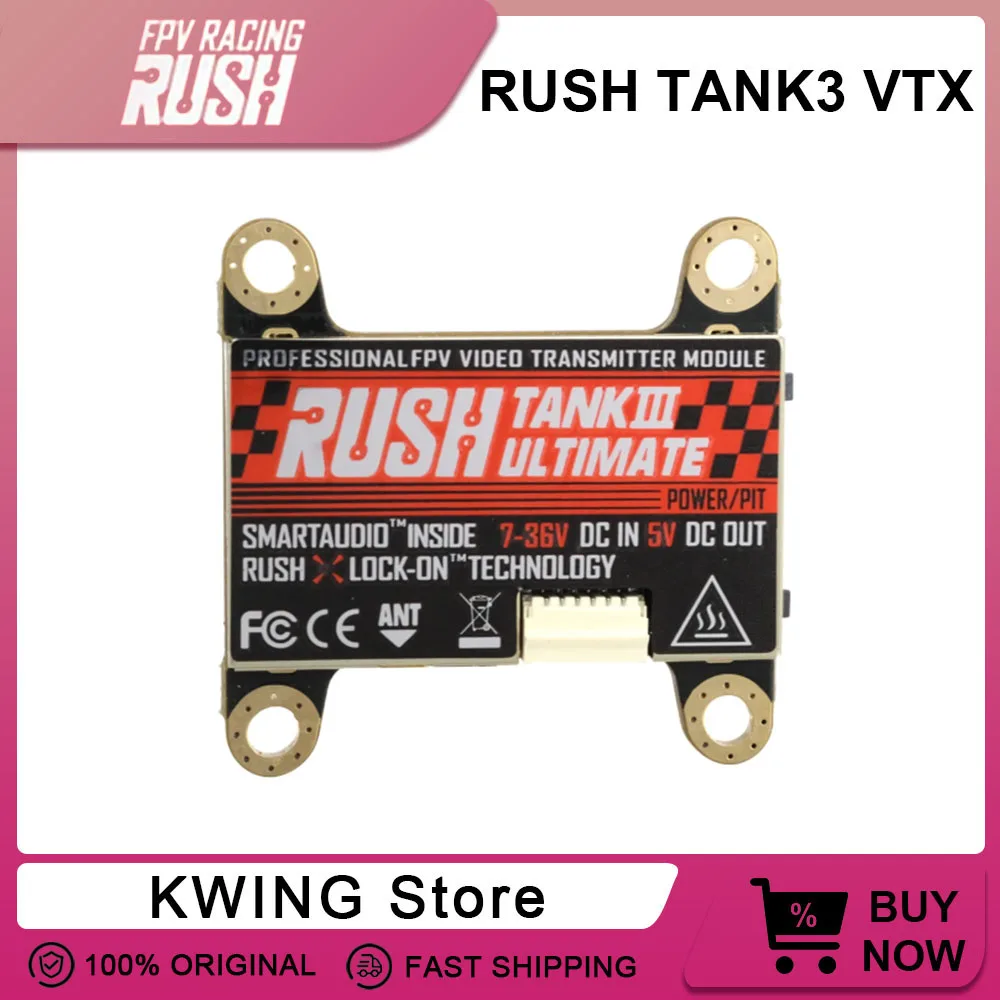 

RUSHFPV TANK3 5.8G 1W FPV VTX 48CH PIT/25/200/500/1000mW TANK III ULTIMATE Analog VTX For RC Quadcopter FPV Drone
