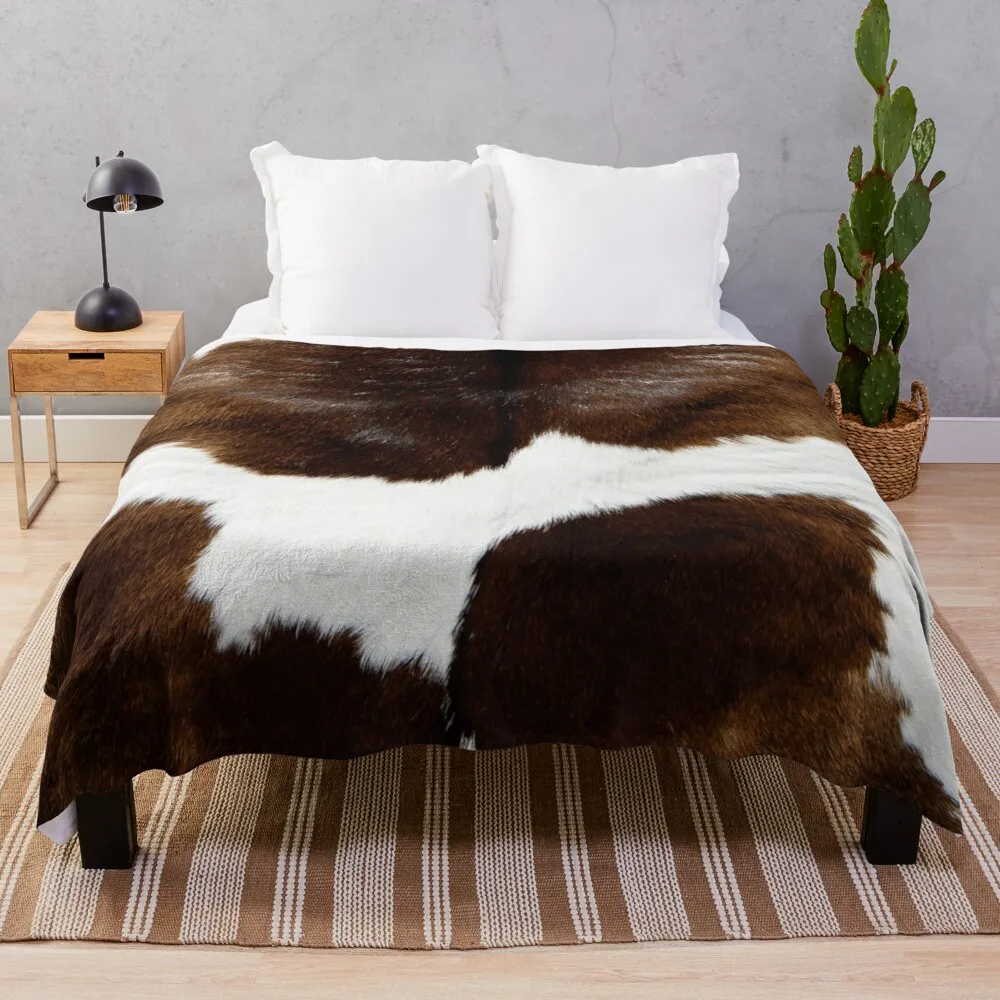 

Rustic Ranch Cow Print Throw Blanket Plush Blankets