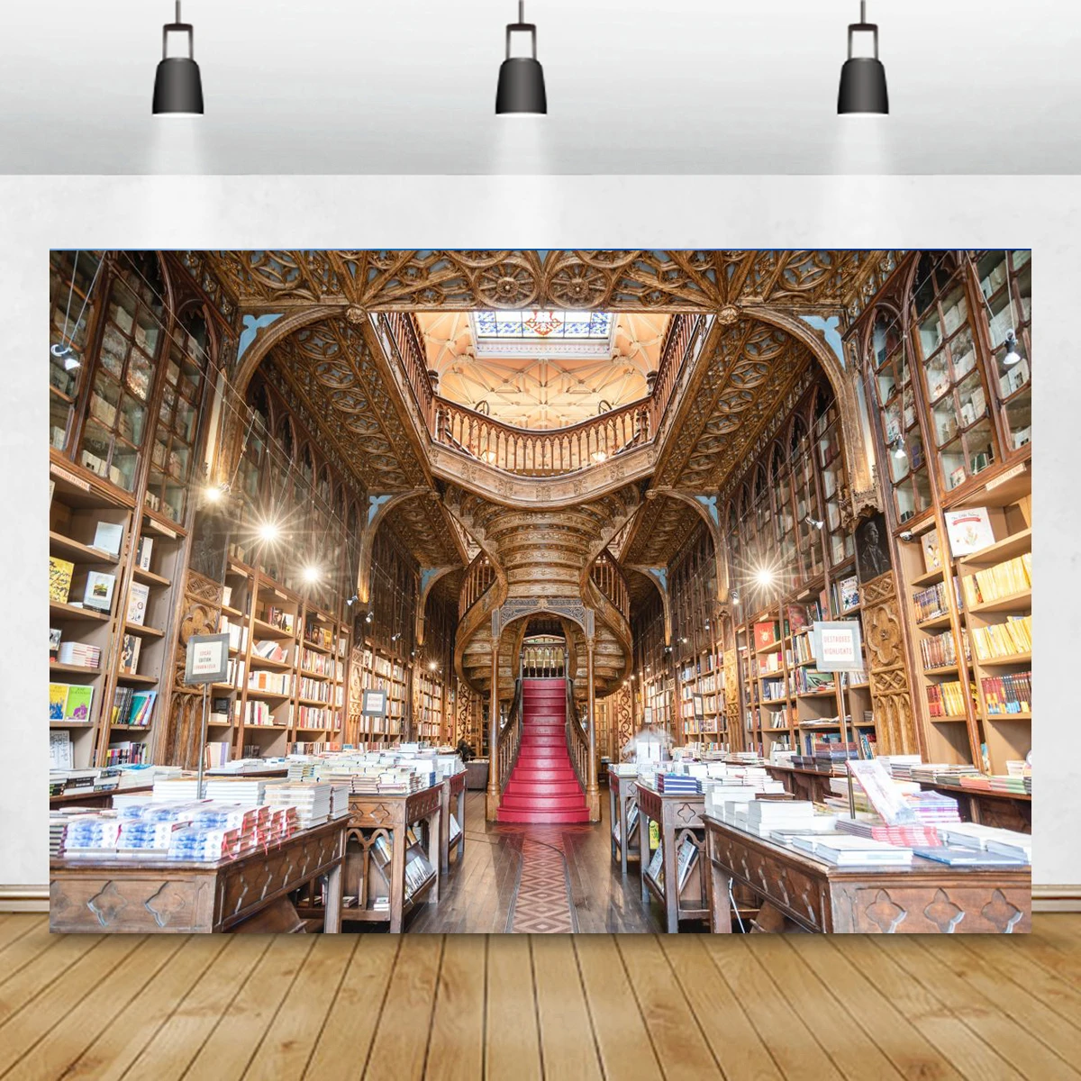 Beautiful Medieval Library Bookshelf Backdrop Classic Live Streaming Photography Background Bookcase Dress Up Party Banner