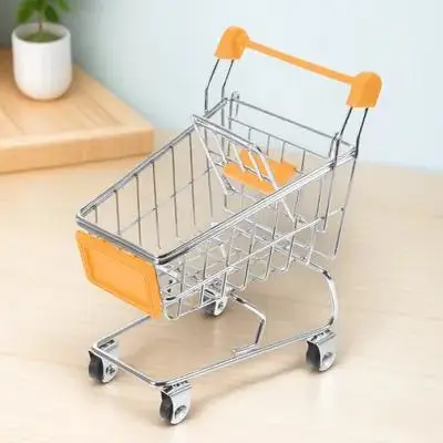

Mini Shopping Cart Storage Basket 11X7.5X11Cm Desktop Organizer For Pens Cosmetics Cellphones Office Supplies Decor (Random