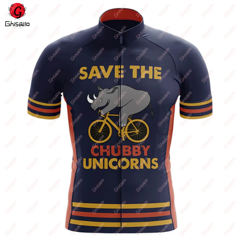 Chubby Unicorns Cycling Jersey for Men Short Sleeve Reflective MTB Maillot, Downhill Pro Team, Mountain Bicycle Clothing, Summer