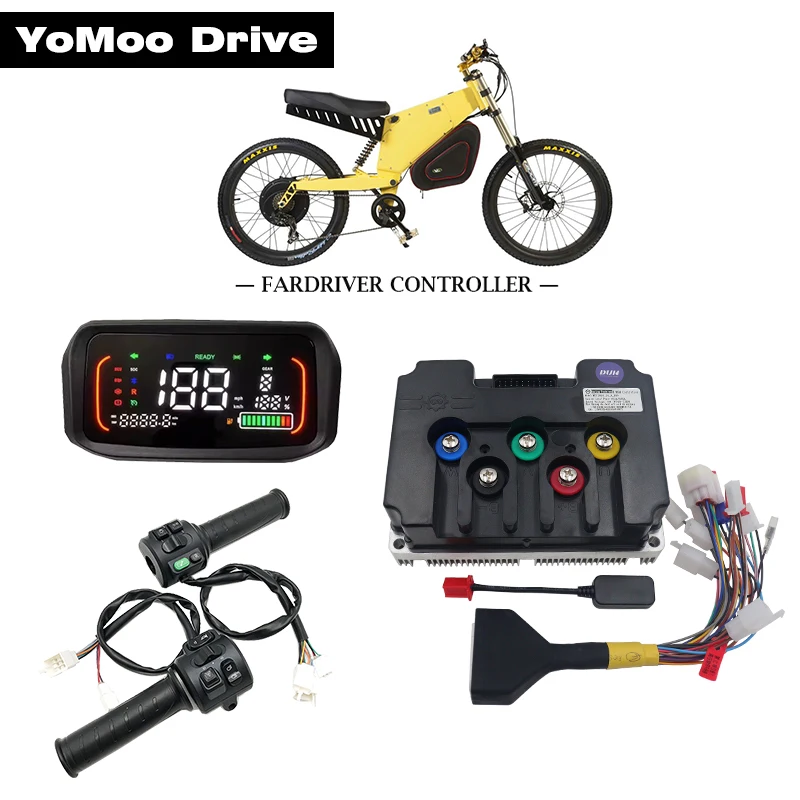 

Fardriver ND72890 72V 6KW-8KW 450A Peak 890A FOC BLDC PMSM Motor Controller with N7 Display T08 Throttle For Electric Motorcycle