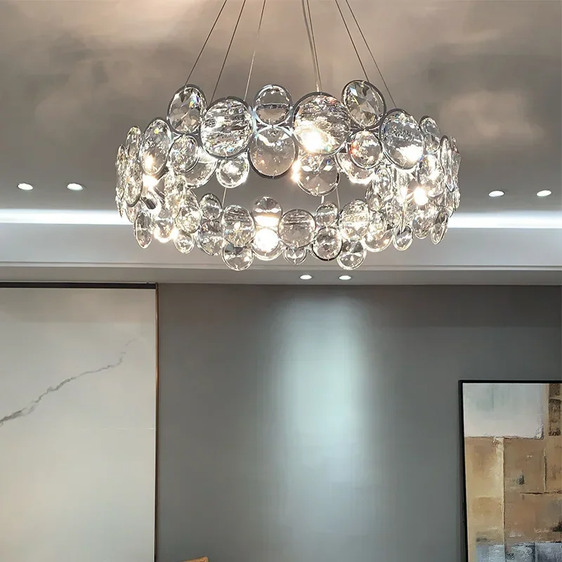 Imagem -06 - Crystal Chandeliers Anel Chrome Lustre Teto Lâmpada Pingente Luminárias Modernas Living Home Decoração Iluminação de Luxo k9