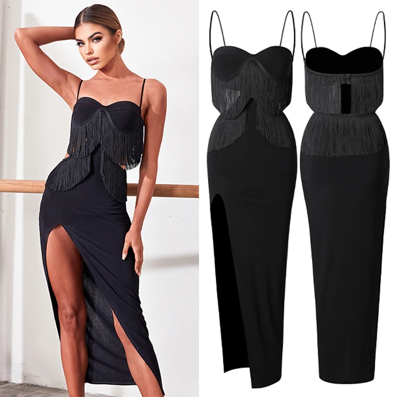 

Latin Dance Competition Dresses Sexy Cutout Fringes Dress Women Black Latin Dance Dress Chacha Rumba Samba Salsa Dancewear 6931