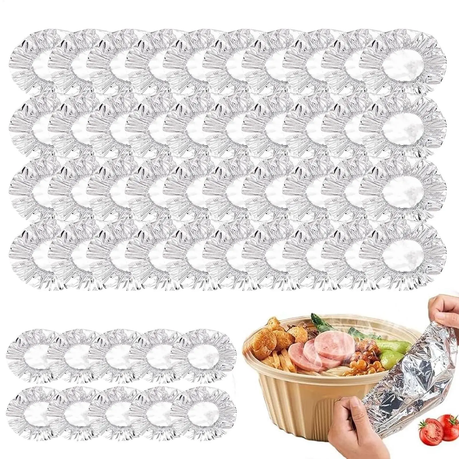 50PCS Repeatable Aluminum Foil Insulation Covers - Eco-Friendly Kitchen Food Covers for Bowls & Dishes Storage for Kitchen