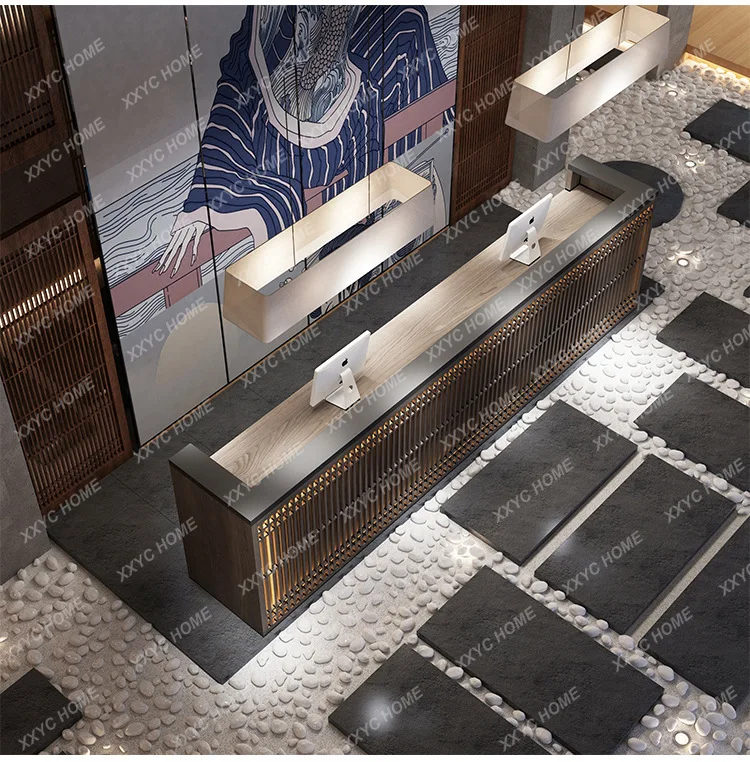 A Front Desk Pub Restaurant Wellness Center Checkout Page Simulation Stone Counter Bar Table