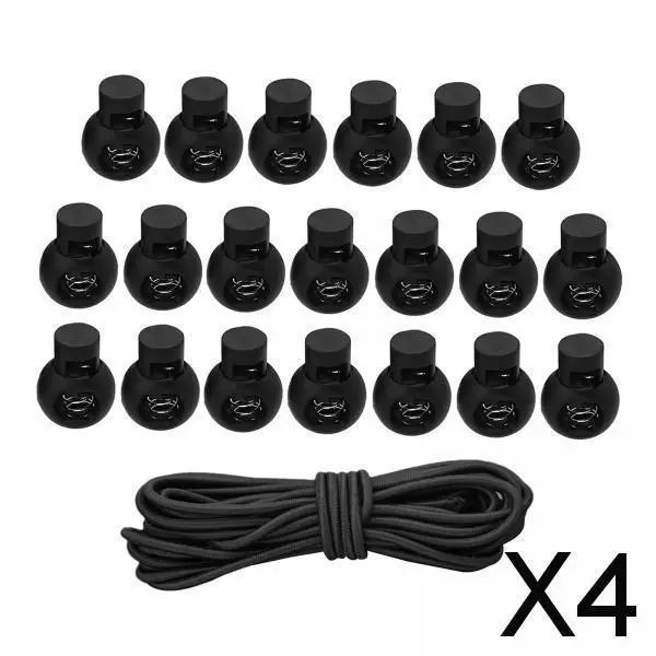 

2-4pack 20pcs Plastic Cord Locks End Spring Loaded Slider + 3m Bungee Cord Style