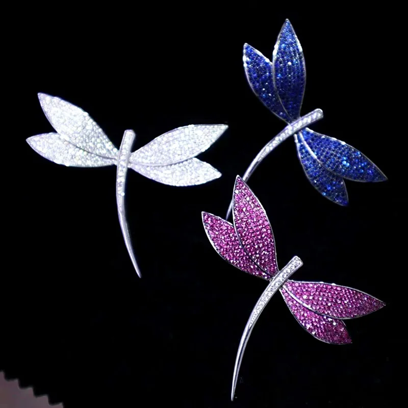 

ZOCA Luxury 925 Sterling Silver Zircon Pavé Dragonfly Brooch Women's Fine Jewelry Gift Design Fashion Urban Style Party Wedding