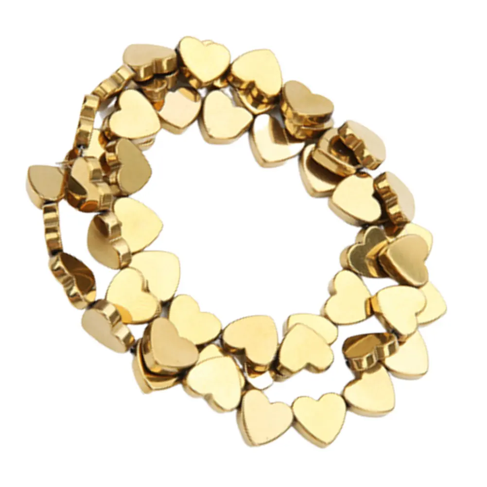 

50Pcs Hollow Heart Beads Colored Stone Beads for DIY Jewelry Making Craft Kit Natural Hematite Material Smooth Mini Hole Design