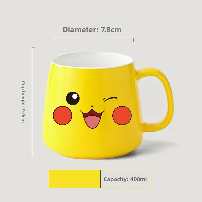 كارتون جينجار كوب سيراميك 400 مللي بوكيمون بيكاتشو فناجين قهوة أكواب شاي حليب لطيف جيجليبف درينكوير لمكاتب المدارس المنزلية #3