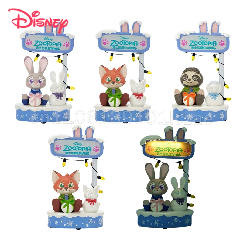 

Disney Zootopia 2 Disney 2025, зимняя слепая коробка Zootopia Mysterious Judy Nick со светом, милая игрушка, декоративные украшения, подарки