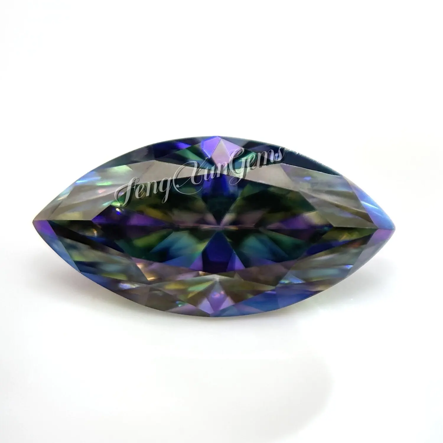 جودة عالية مويسانيتي مفكوك الأحجار الكريمة شكل ماركيز 0.1 ~ 3ct قوس قزح الأخضر مويسانيتي مع شهادة GRA وضوح VVS1 للترصيع