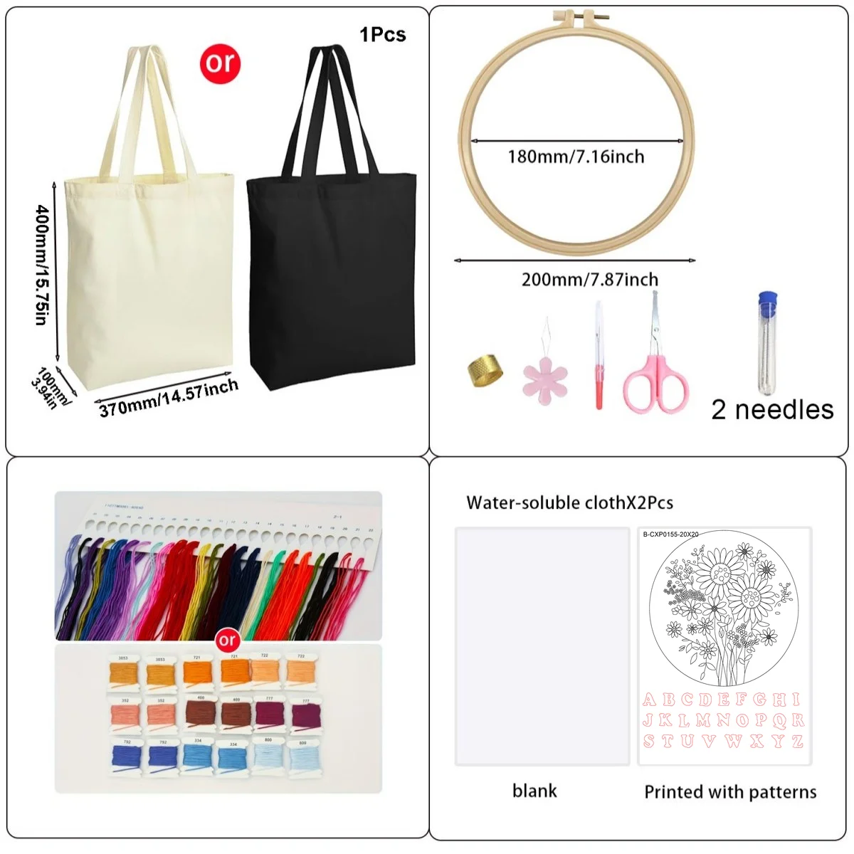 Handgemachtes Stickerei-Taschen-Set für Anfänger 20x20cm DIY-Geschenk Einfach zu befolgenes Urlaubsgeschenk Familien-Dekoration – Detail 3