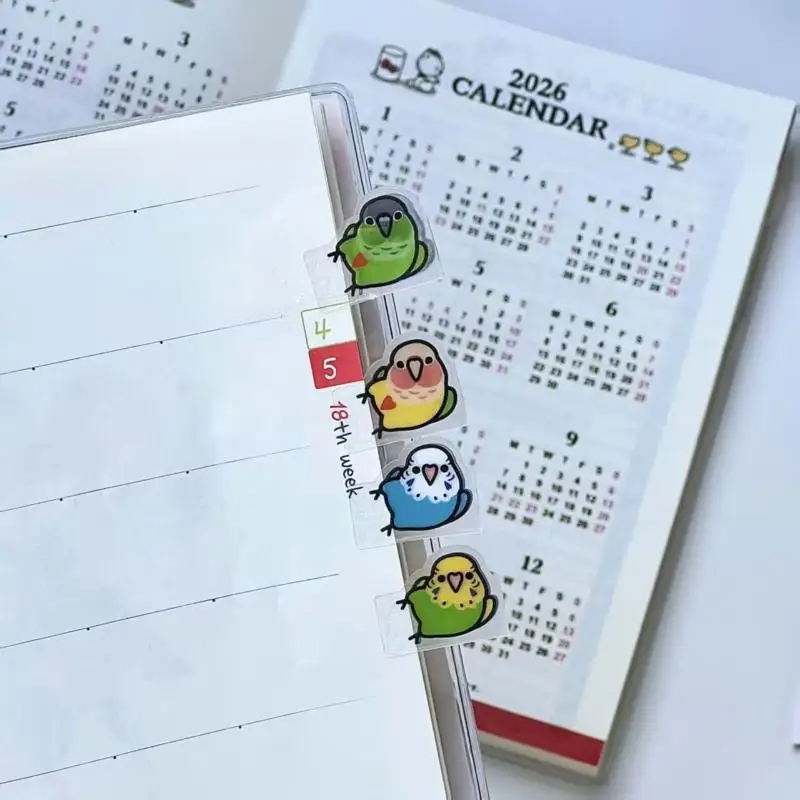 

10 пар стильных и креативных наклеек с изображением попугаев, декоративные закладки для организации и маркировки