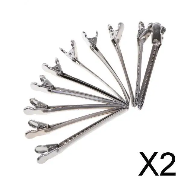 2x10x Metal Hair Sectioning Clips Sprung Strong Grip Hairdressing Hair Clips