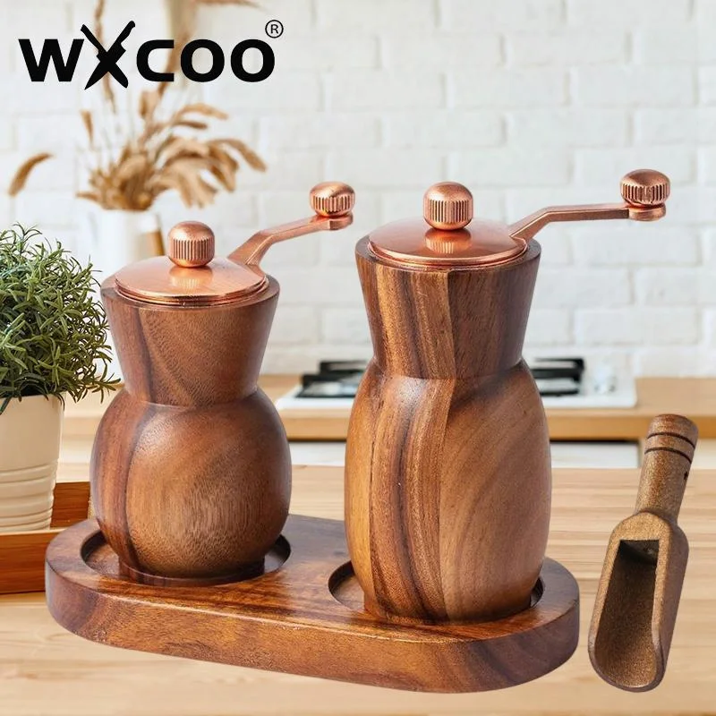 

WXCOO Manual Wooden Pepper Sea Salt Grinder Bottle for Kitchen Household Multi purpose Wood Spice Tool Salt Pepper Mills