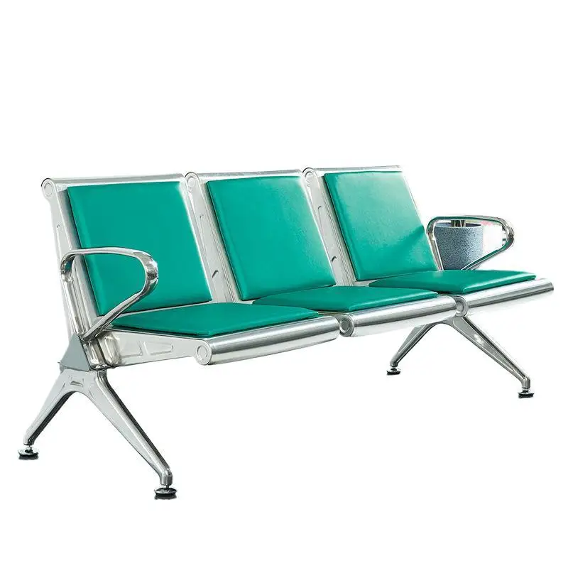 كرسي مطار من الفولاذ المقاوم للصدأ لثلاثة أشخاص مع صف من المقاعد العامة كرسي انتظار المستشفى #1