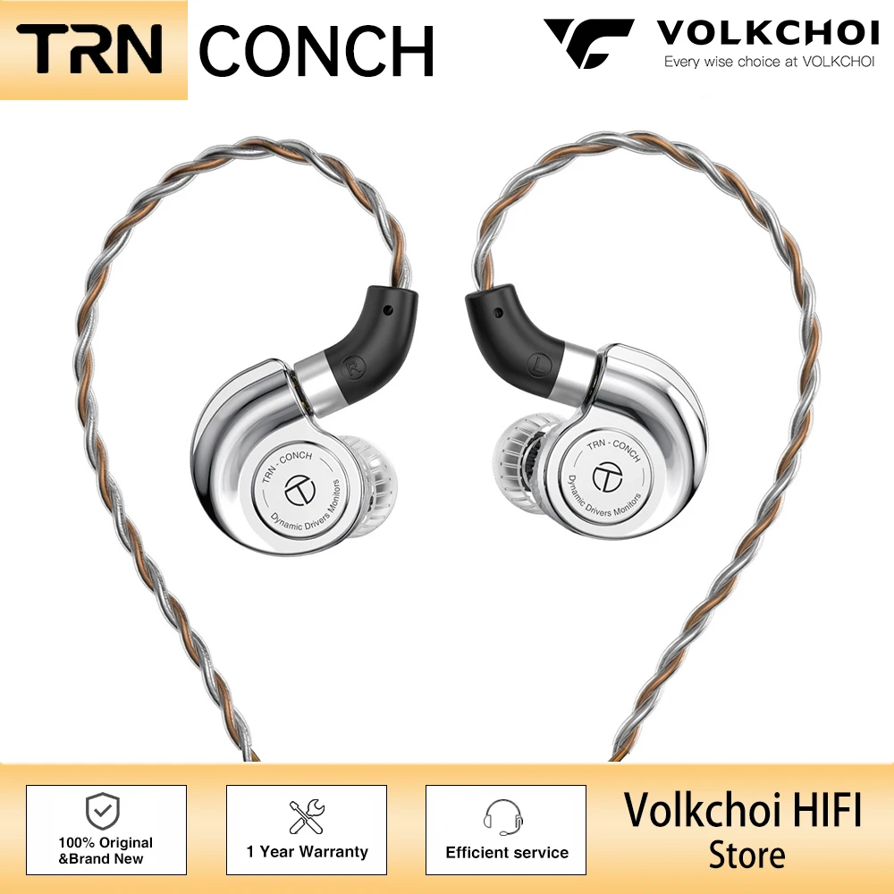 

TRN Conch HIFI Earphone DLC Diamond Diaphragm Dynamic In-ear Monitors Interchangeable Tuning Nozzle Filters Earbuds