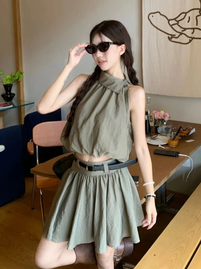 

Модный элегантный корейский комплект: женское повседневное мини-платье без рукавов с круглым вырезом, удобное, из мягкой ткани, на каждый день, новинка 2026 года