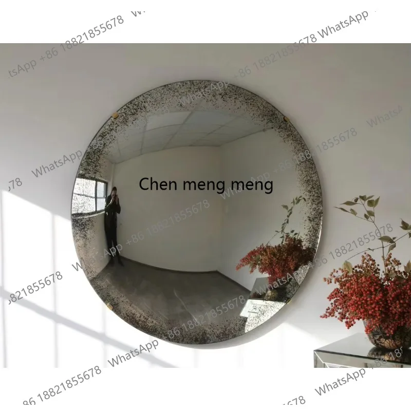 Handmade Wall Decor Curve Mirror Antiqued Wall Convex Mirror with Brass Clips