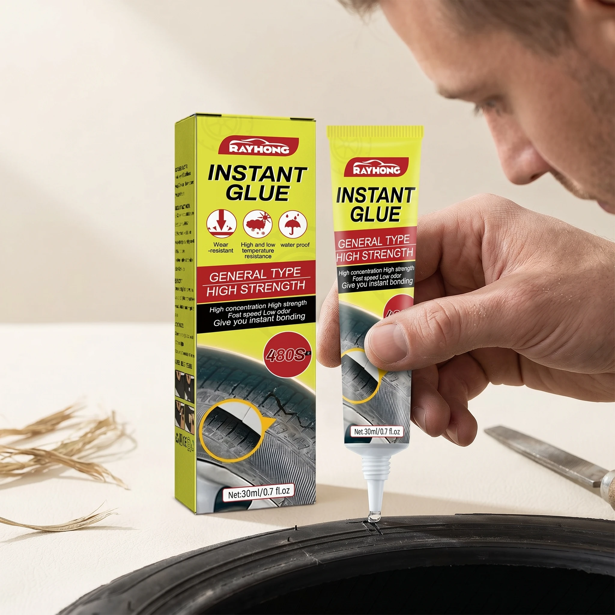 Tire Repair Glue Quick-Dry Waterproof Resistant High Temperature Wear Bicycle Inner Tube Puncture Repairs Non-corrosive Adhesive