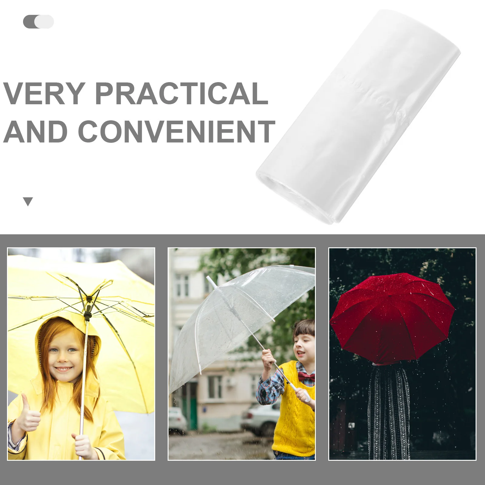 50개 자동 우산 커버 방수 플라스틱 가방 비 오는 날 야외 통근 여행 우산 홀더 케이스 정리함