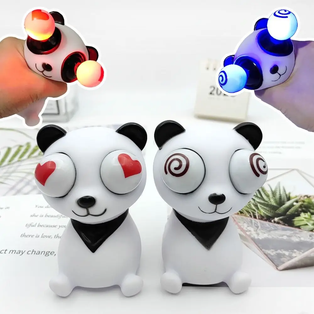 Happy Bear Doll Reduce Pressure Glowing Decompression Toy Googly Love Eyes Burst Eyes Panda Decompression Pinch