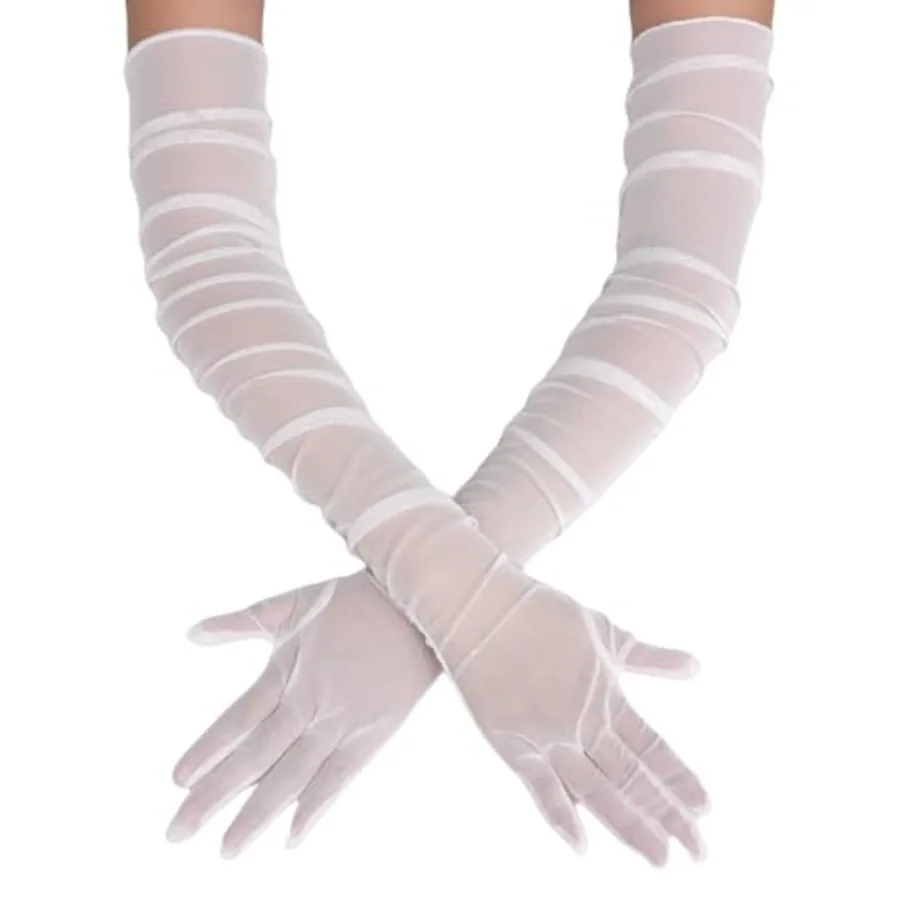 Avidlove Women's Long Sheer Gloves Tulle Mesh Gloves 1920s Wedding Opera Tea Party Dance Glove