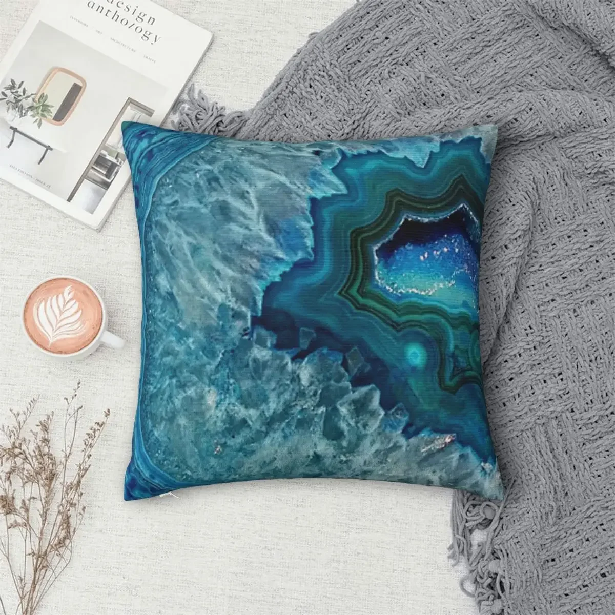 

Teal Aqua Turquoise Blue Rock Agate Pillowcase Polyester Pillow Cover Cushion Comfort Throw Pillow Sofa Decorative Cushions Used