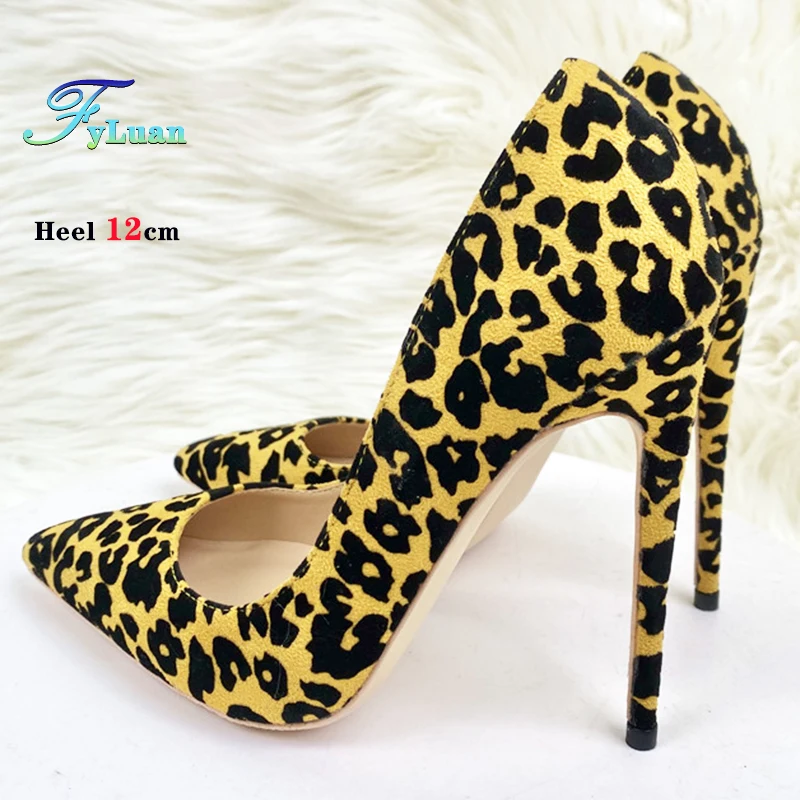 

8CM 10CM 12CM Fashion Leopard Print High Heels Comfort Slip On Versatile Women Shoes Daily Plus Size Female Pointed Toe Pumps
